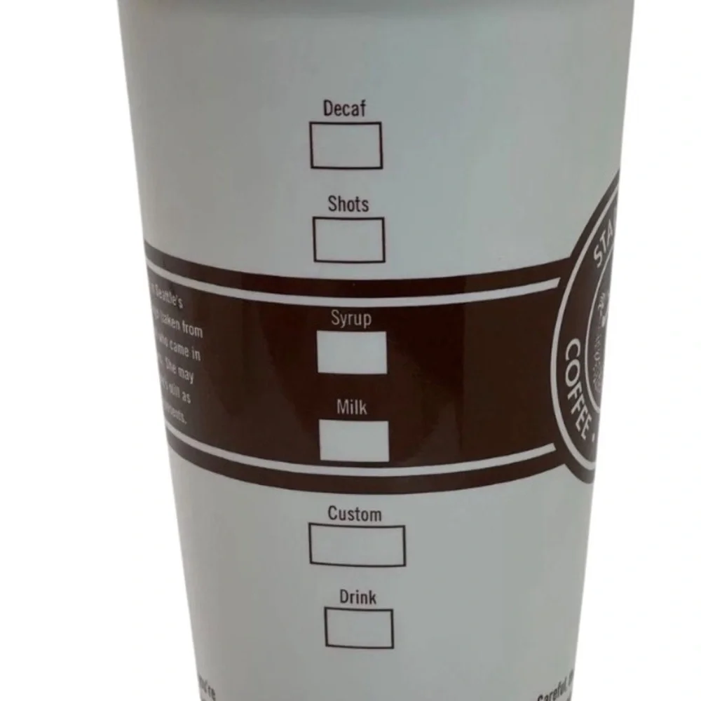 Vintage Starbucks coffee tea‎ spices Siren Mermaid logo 16 oz Logo white & brown